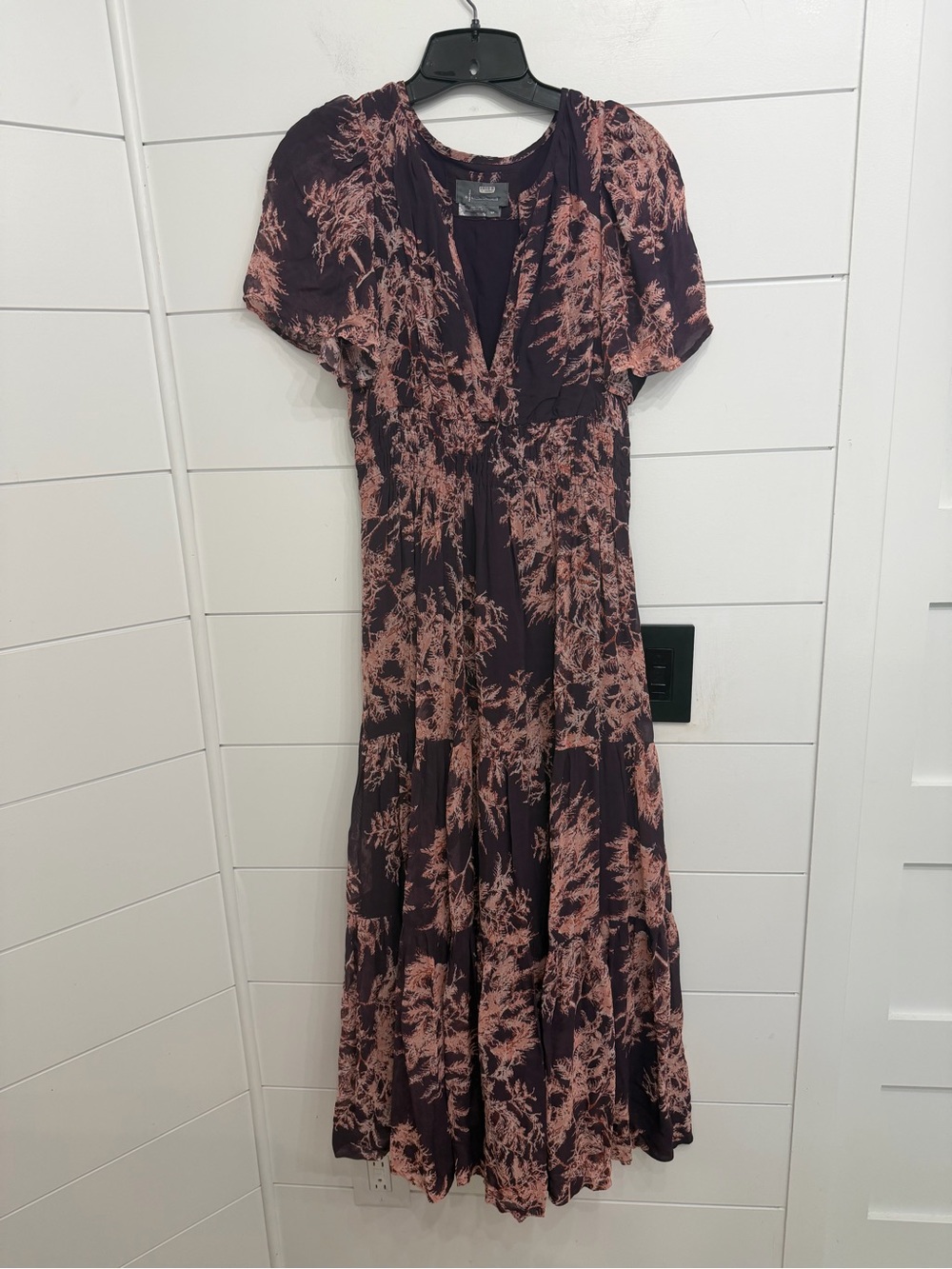 Anthropologie Somerset Chiffon Maxi Dress Floral Smocked Boho Maxi 8004 - Picture 5 of 14